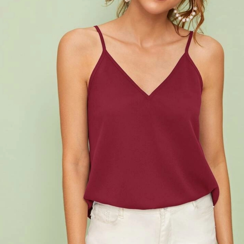 Forever 21 Womens Burgundy V Neck Tank Top Velvet